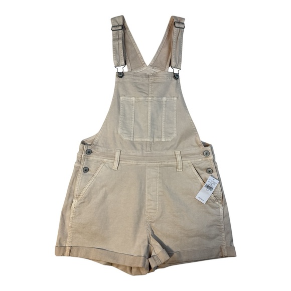 American Eagle Outfitters Pants - American Eagle Womens Shortalls Small Beige Denim Overall Shorts NWT